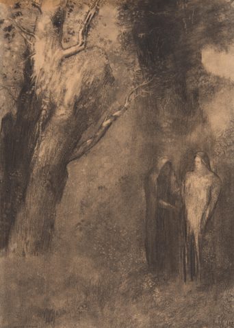 Personnages dans la forêt ou Entretien mystique par ODILON REDON (1840-1916), une oeuvre d'art expertisée par Morin Williams Expertise, vendue aux enchères.