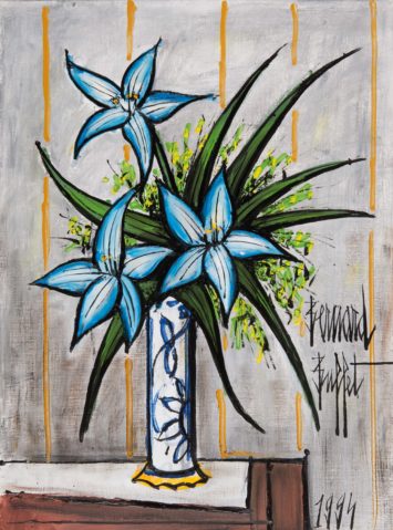 Les fleurs bleues par BERNARD BUFFET (1928-1999), une oeuvre d'art expertisée par Morin Williams Expertise, vendue aux enchères.