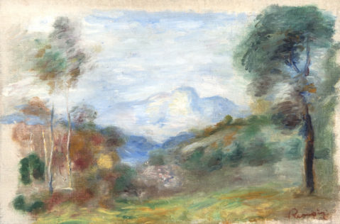 Vallée de la Cagnes, le Baou de Saint-Jeannet par PIERRE-AUGUSTE RENOIR (1841-1919), une oeuvre d'art expertisée par Morin Williams Expertise, vendue aux enchères.