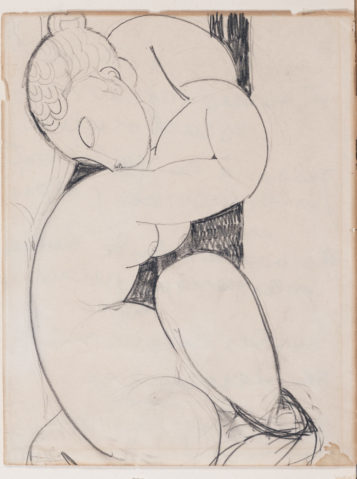 Cariatide au dos à gauche (recto) ; Poème (verso) par AMEDEO MODIGLIANI (1884-1920), une oeuvre d'art expertisée par Morin Williams Expertise, vendue aux enchères.