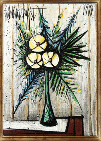Lauriers blancs dans un vase Gallé I by BERNARD BUFFET (1928-1999), a work of fine art assessed by Morin Williams Expertise, sold at auction.