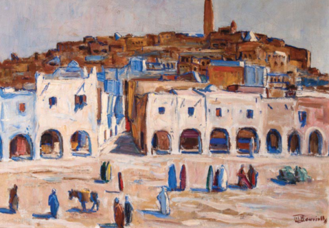 
									La place du marché à Ghardaia, Algérie  by MAURICE BOUVIOLLE (Beauvais 1893- Marseille 1971), a work of fine art assessed by Morin Williams Expertise, sold at auction by Boisgirard-Antonini at Vente à huis clos en Live / Live Online Auction only.											