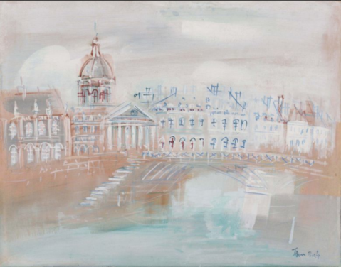 Paris, l'Institut et la passerelle des arts by JEAN DUFY (FRA/ 1888-1964), a work of fine art assessed by Morin Williams Expertise, sold at auction.