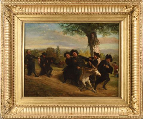 Le retour de la conférence by ATTRIBUÉ À GUSTAVE COURBET (1819-1877), a work of fine art assessed by Morin Williams Expertise, sold at auction.