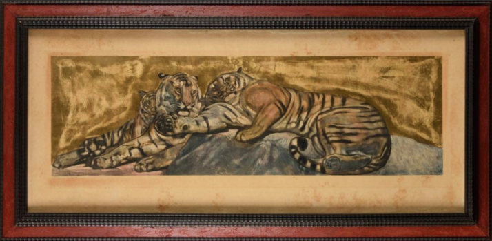 
										Trois tigres au repos par PAUL JOUVE (FRA/ 1878-1973), une oeuvre d'art expertisée par Morin Williams Expertise, vendue aux enchères par Osenat Versailles à 13 avenue de Saint-Cloud, 78000 Versailles.												