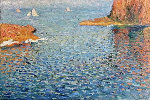 Calanques aux environs de Marseille par HENRI MARTIN (FRA/ 1860-1943), une oeuvre d'art expertisée par Morin Williams Expertise, vendue aux enchères.