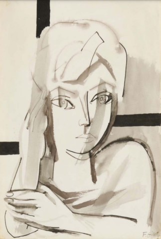 
									Autoportrait by FRANÇOISE GILOT (FRA/ NÉE EN 1921), a work of fine art assessed by Morin Williams Expertise, sold at auction by Osenat Fontainebleau at 9-11, rue Royale 77300 Fontainebleau.											