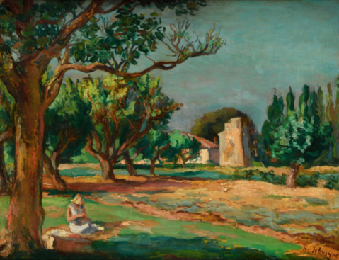 Femme lisant dans un jardin by HENRI LEBASQUE (FRA/ 1865-1937), a work of fine art assessed by Morin Williams Expertise, sold at auction.
