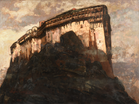 Le monastère de Simonos Petra, Mont Athos par PAUL JOUVE (FRA/ 1878-1973), une oeuvre d'art expertisée par Morin Williams Expertise, vendue aux enchères.