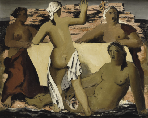 Les baigneuses by JEAN SOUVERBIE (FRA/ 1891-1981), a work of fine art assessed by Morin Williams Expertise, sold at auction.