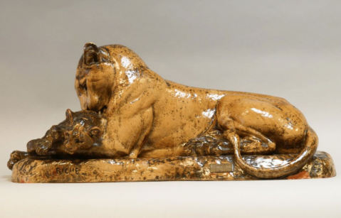 Lionne et lionceau par LOUIS RICHÉ (FRA/ 1877-1949), une oeuvre d'art expertisée par Morin Williams Expertise, vendue aux enchères.