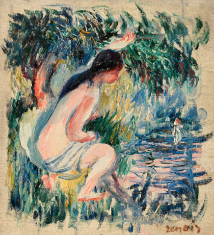 Étude de nu ou Nu dans un paysage by PIERRE-AUGUSTE RENOIR (FRA/ 1841-1919), a work of fine art assessed by Morin Williams Expertise, sold at auction.