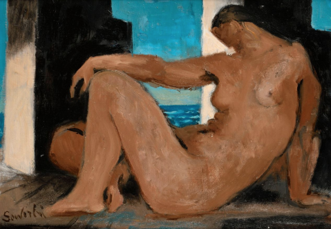 Nu assis devant la mer par JEAN SOUVERBIE (FRA/ 1891-1981), une oeuvre d'art expertisée par Morin Williams Expertise, vendue aux enchères.