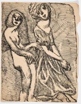 
										 Deux figures debout (recto); Aimez-vous les uns les autres, Crucifiement (verso) by LOUIS SOUTTER (1871-1942), a work of fine art assessed by Morin Williams Expertise, sold at auction by Osenat Fontainebleau at Osenat Fontainebleau , 9-11, rue Royale 77300 Fontainebleau.												