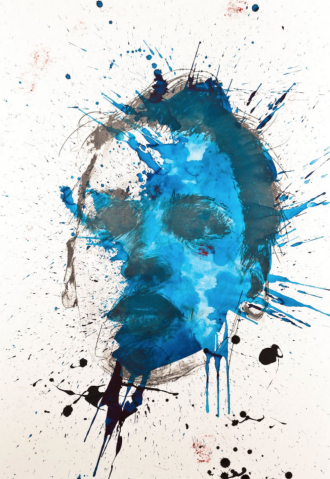 Constance (Portrait de femme, fond bleu) par PHILIPPE PASQUA (FRA/ NÉ EN 1965), une oeuvre d'art expertisée par Morin Williams Expertise, vendue aux enchères.