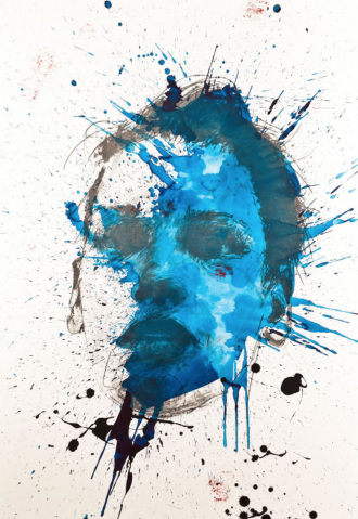 Constance (Portrait de femme, fond bleu) by PHILIPPE PASQUA (FRA/ NÉ EN 1965), a work of fine art assessed by Morin Williams Expertise, sold at auction.