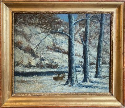 
										Deux chevreuils au repos dans un paysage de neige by GUSTAVE COURBET (1819-1877), a work of fine art assessed by Morin Williams Expertise, sold at auction by Osenat Fontainebleau at Osenat, Hotel d'Albe, 9 rue Royale, 77300 Fontainebleau.												