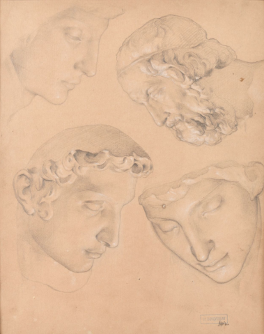 Etude de visages d’après l’antique par WILLIAM-ADOLPHE BOUGUEREAU (FRA/ 1825-1905), une oeuvre d'art expertisée par Morin Williams Expertise, vendue aux enchères.