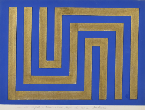 Sans titre (Meandre Or et bleu) by JULIJE KNIFER (HRV/ 1924-2004) , a work of fine art assessed by Morin Williams Expertise, sold at auction.