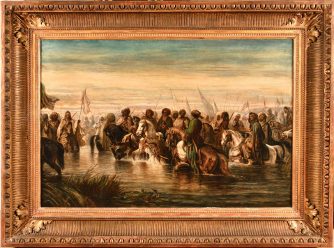 Cavalerie turque asiatique traversant un gué, d'après la composition originale de 1843 conservée au musée Condé, Chantilly by ATELIER D'ALEXANDRE-GABRIEL DECAMPS (1803-1860) 											 
									Cavalerie turque asiatique traversant un gué, d'après la composition originale de 1843 conservée au musée Condé, Chantilly par ATELIER D'ALEXANDRE-GABRIEL DECAMPS (1803-1860) , une oeuvre d'art expertisée par Morin Williams Expertise, vendue aux enchères par Osenat Fontainebleau à Osenat, 9-11, rue Royale - 77300 Fontainebleau.