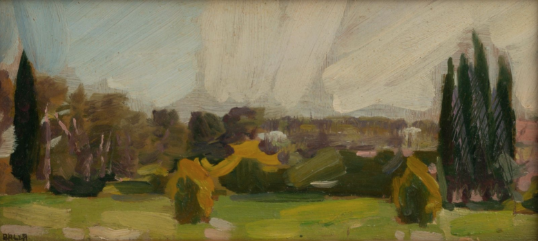 
										Paesaggio di Valle Giulia (Les Cyprès), Rome, vers 1928 by GIACOMO BALLA (ITA/ 1871-1958), a work of fine art assessed by Morin Williams Expertise, sold at auction by Paris Enchères - Collin du Bocage at Salle 1 - Hotel Drouot, 9 rue Drouot, 75009 Paris.												