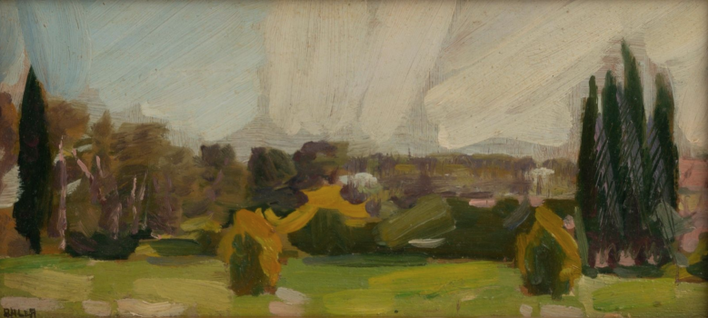 
										Paesaggio di Valle Giulia (Les Cyprès), Rome, vers 1928 by GIACOMO BALLA (ITA/ 1871-1958), a work of fine art assessed by Morin Williams Expertise, sold at auction by Paris Enchères - Collin du Bocage at Salle 1 - Hotel Drouot, 9 rue Drouot, 75009 Paris.												