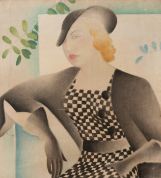 
										Élégante en robe damier, vers 1925-1935 by LILI SZÜCSY (HUN/ 1902-1984), a work of fine art assessed by Morin Williams Expertise, sold at auction by Paris Enchères - Collin du Bocage at Salle 1 - Hotel Drouot, 9 rue Drouot, 75009 Paris.												