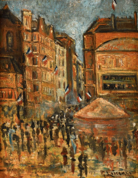 
										Paris, la rue de Clignancourt un 14 juillet, 1925 par GUSTAVE LOISEAU (FRA/ 1865-1935), une oeuvre d'art expertisée par Morin Williams Expertise, vendue aux enchères par Osenat Versailles à 13 avenue de Saint-Cloud, 78000 Versailles, France.												