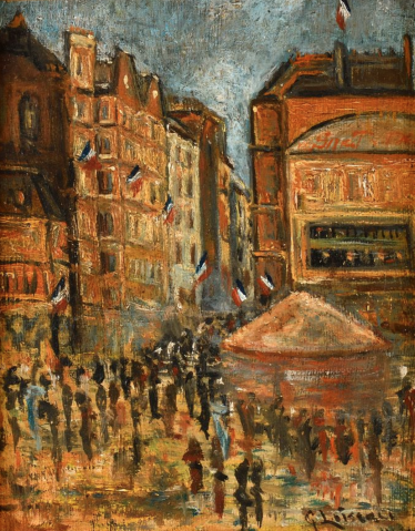 Paris, la rue de Clignancourt un 14 juillet, 1925 par GUSTAVE LOISEAU (FRA/ 1865-1935), une oeuvre d'art expertisée par Morin Williams Expertise, vendue aux enchères.