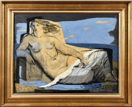 
										Figure allégorique (Femme nue étendue au bord de la mer), vers 1951-52 by JEAN SOUVERBIE (FRANCE/ 1891-1981), a work of fine art assessed by Morin Williams Expertise, sold at auction by Osenat Versailles at 13 avenue de Saint-Could, 78000 Versailles.												