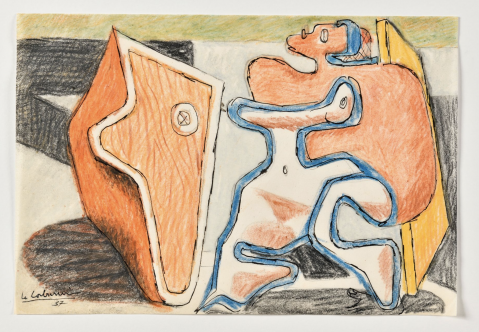  Personnage devant une porte jaune, composition surréaliste, 1937 by CHARLES-ÉDOUARD JEANNERET, DIT LE CORBUSIER (FRANCE/ 1887-1965), a work of fine art assessed by Morin Williams Expertise, sold at auction.