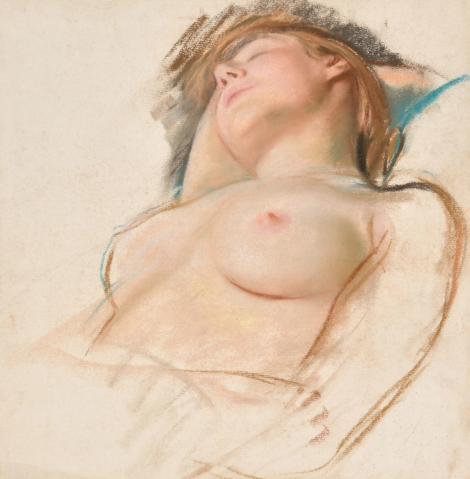 Portrait de femme, tête reposant sur le bras, Paris, vers 1930 par ZINAÏDA SEREBRIAKOVA (RUSSIE-FRANCE/ 1884-1967), une oeuvre d'art expertisée par Morin Williams Expertise, vendue aux enchères.