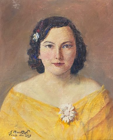 Portrait de Suzanne Marie-Therese Cabannes, 1939 by ALEXANDRE ROUBTZOFF (RUSSIE-FRANCE/ 1884-1949), a work of fine art assessed by Morin Williams Expertise, sold at auction.