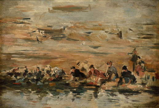 
										Laveuses au bord de La Touques by EUGÈNE BOUDIN (FRANCE/ 1824-1898), a work of fine art assessed by Morin Williams Expertise, sold at auction by Osenat Versailles at Osenat, 13 avenue de Saint-Cloud, 78000 Versailles.												