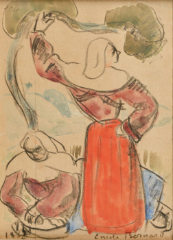
										Lavandières bretonnes, 1888 par ÉMILE BERNARD (FRANCE/ 1868-1941), une oeuvre d'art expertisée par Morin Williams Expertise, vendue aux enchères par Osenat Versailles à Osenat, 13 avenue de Saint-Cloud, 78000 Versailles.												
