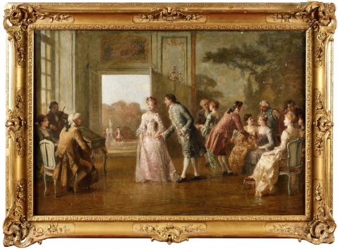 L'invitation à la danse ou Scène courtisane par CHARLES PÉCRUS (FRANCE/ 1826-1907), une oeuvre d'art expertisée par Morin Williams Expertise, vendue aux enchères.