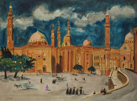 La mosquée Al-Hazar au Caire, 1966 by YVES BRAYER (FRANCE/ 1907-1990), a work of fine art assessed by Morin Williams Expertise, sold at auction.