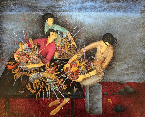 Les pêcheurs de crustacés, 1985 by FÉLIX VARLA (GÉORGIE/ 1903-1986), a work of fine art assessed by Morin Williams Expertise, sold at auction.