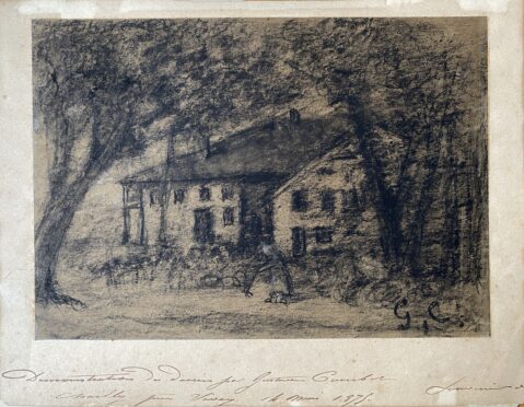 La ferme (Maison à Chailly-Montreux, Suisse), vers 1875 par GUSTAVE COURBET (FRANCE-SUISSE / 1819-1877), une oeuvre d'art expertisée par Morin Williams Expertise, vendue aux enchères.