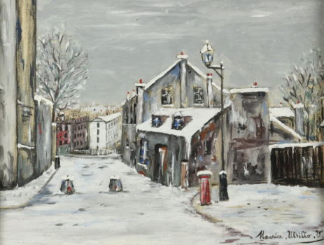 Montmartre, rue du Mont-Cenis, la maison de Mimi Pinson sous la neige, vers 1940 par MAURICE UTRILLO (FRANCE/ 1883-1955)
Montmartre, rue du Mont-Cenis, la maison de Mimi Pinson sous la neige, vers 1940 by MAURICE UTRILLO (FRANCE/ 1883-1955), a work of fine art assessed by Morin Williams Expertise, sold at auction by Osenat Versailles at 13 avenue de Saint-Cloud, 78000 Versailles.