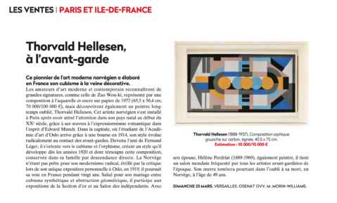 Une oeuvre d'art de Gazette Drouot 14/03/2025 - Thorvald Hellesen, à l'avant-garde, expertisée par Morin Williams Expertise, vendue aux enchères.