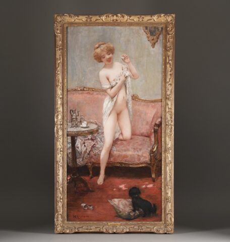 
									Jeune femme donnant un sucre à un chien, vers 1890-1900 par HENRI GERVEX (FRANCE/ 1852-1929), une oeuvre d'art expertisée par Morin Williams Expertise, vendue aux enchères par Sadde Dijon  à Sadde, 13 rue Paul Cabet , 21000 Dijon, FR.											