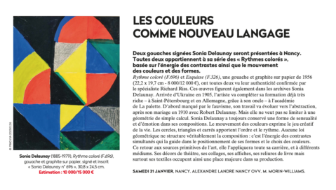A work of fine art by Gazette Drouot 30/01/2026 - Les couleurs comme nouveau langage, assessed by Morin Williams Expertise, sold at auction.