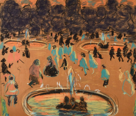 
									Jardin public (partie centrale du triptyque), vers 1917 by PIERRE BONNARD (FRANCE/ 1867-1947), a work of fine art assessed by Morin Williams Expertise, sold at auction by Osenat at 13 avenue de Saint-Cloud, 78000 Versailles.											